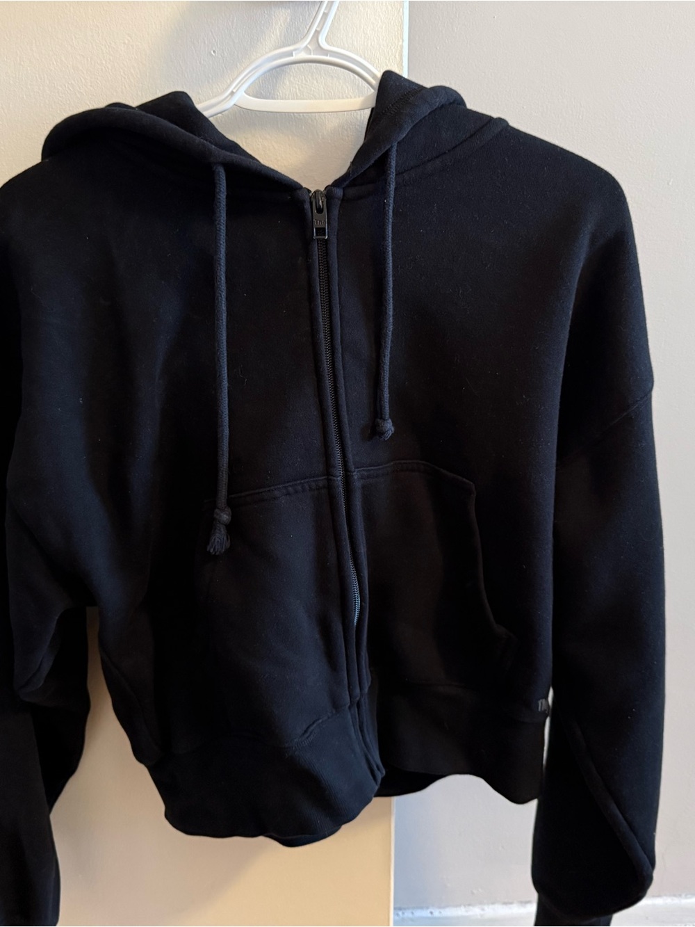 TNA Black Sweatfleece Cozy Fleece Boyfriend Fit Hoodie